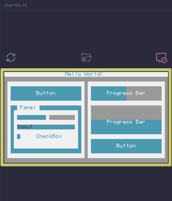Screenshot: the CraftOS-PC preview panel